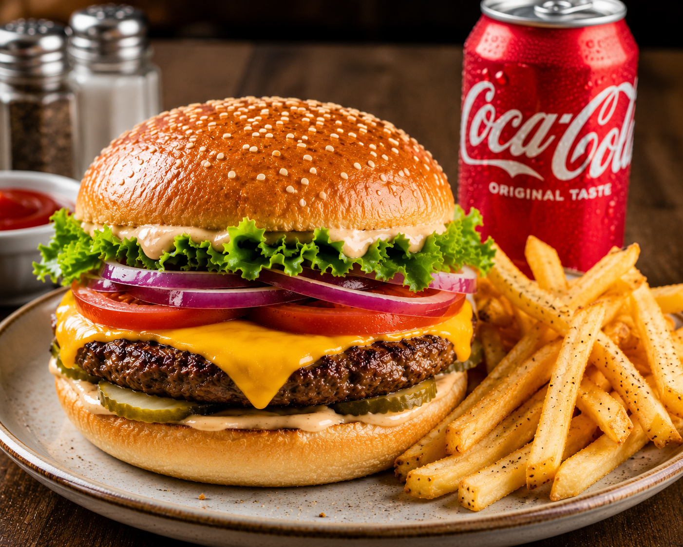 Combo Cheese Burger w/Fries, any Soda