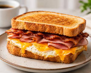 Turkey ham or Bacon Egg cheese sandwich